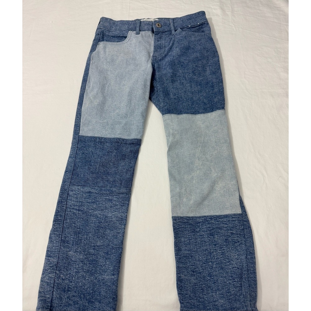 Abercrombie Kids Highrise Straight Jeans Kids 11/12 Blue Excellent Patchwork